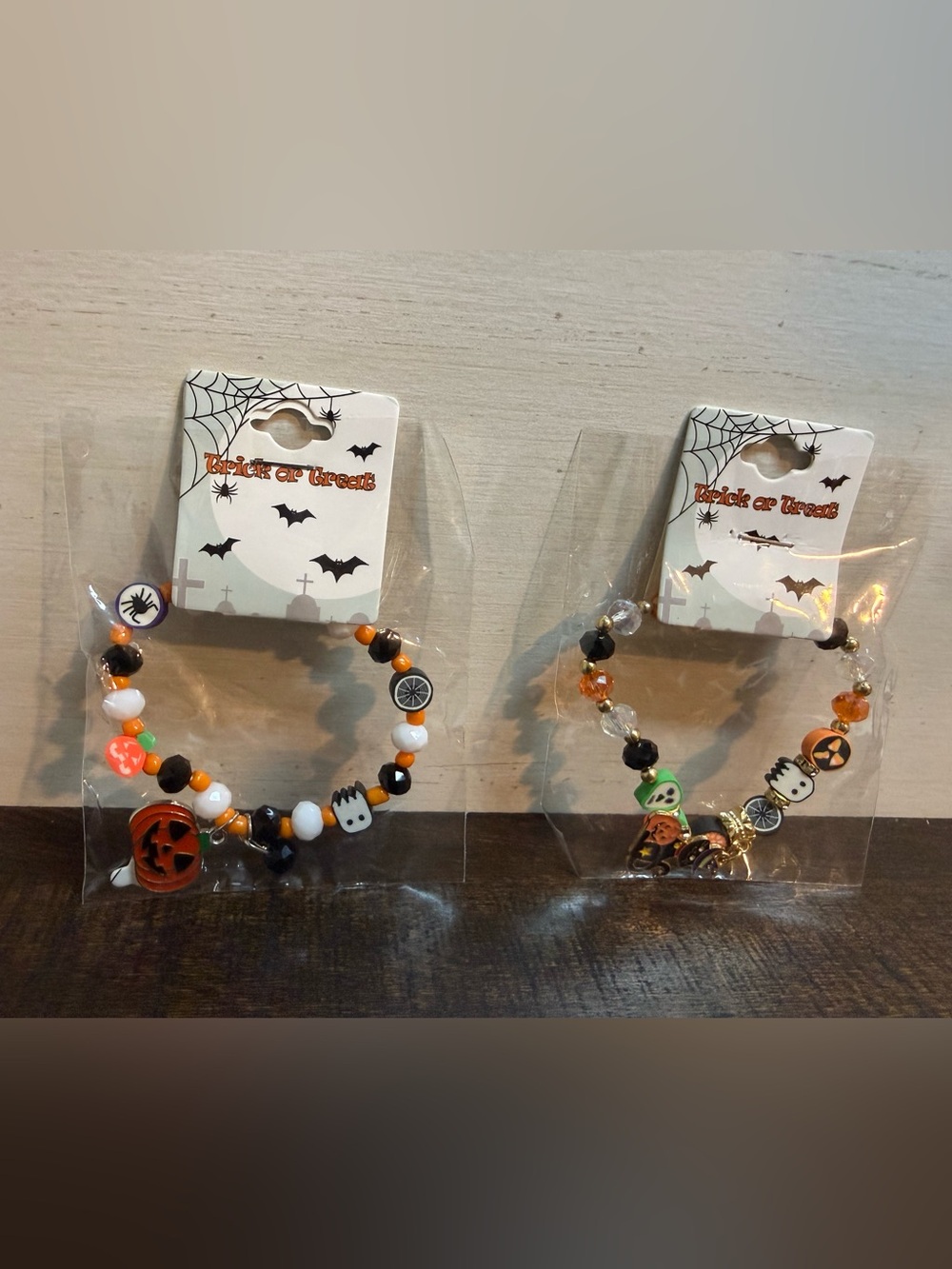 Halloween Beaded Bracelets - Orange, Black & White
